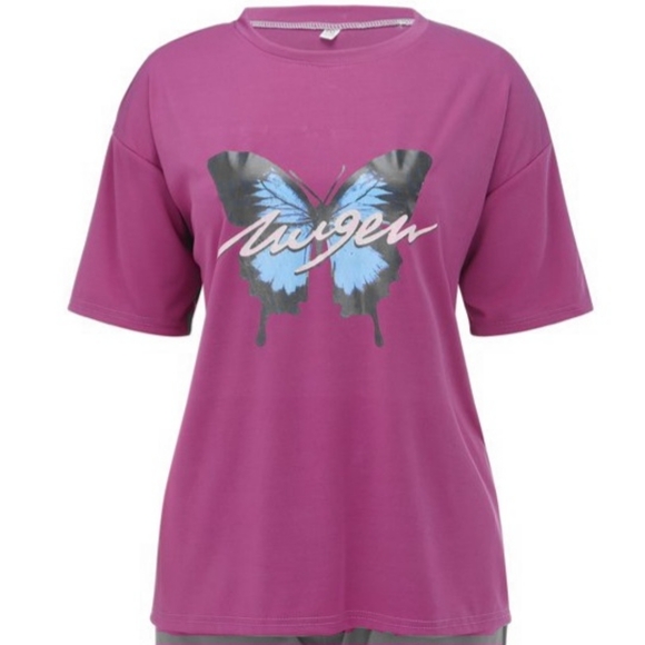 🦋3for$19 Oversized Blue Butterfly Trendy Y2K Tshirt - Picture 2 of 7